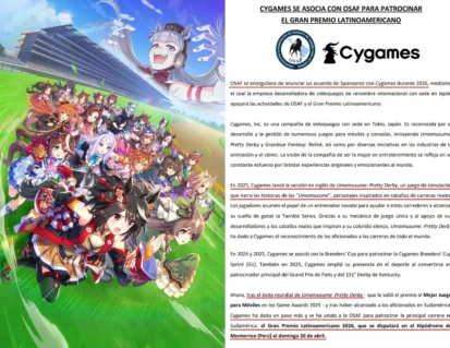 Cygames sponsori balap kuda Amerika Latin