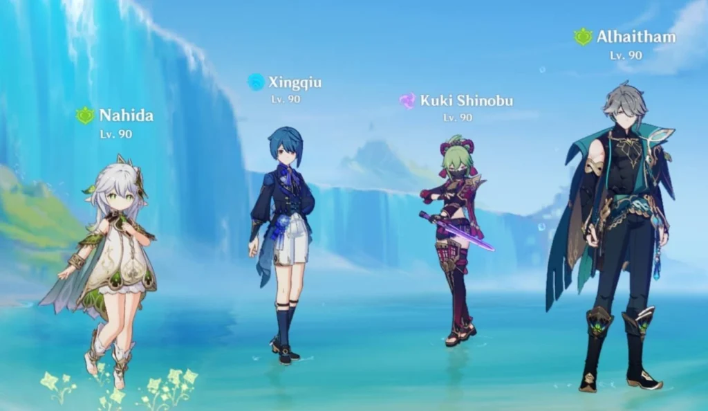 Nahida • Kuki Shinobu • Xingqiu • Alhaitham - Tim terbaik Nahida